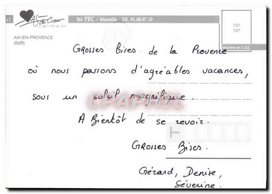 Aix-en-Provence — Joyaux de Provence — éditeur AS de Cœur — Rückseite