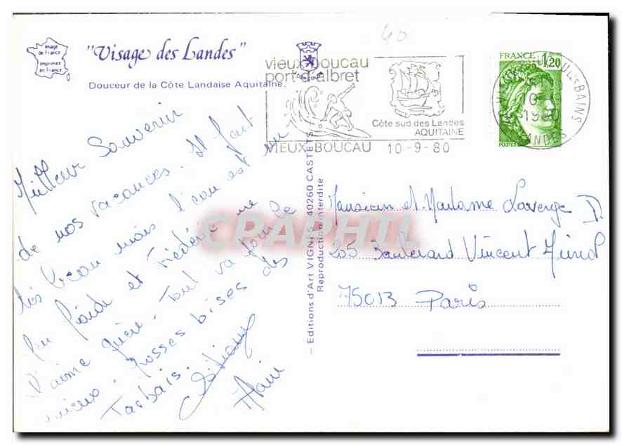 CPM Visage des Landes Douceur de la Cote Landaise Aquitaine  — Verso