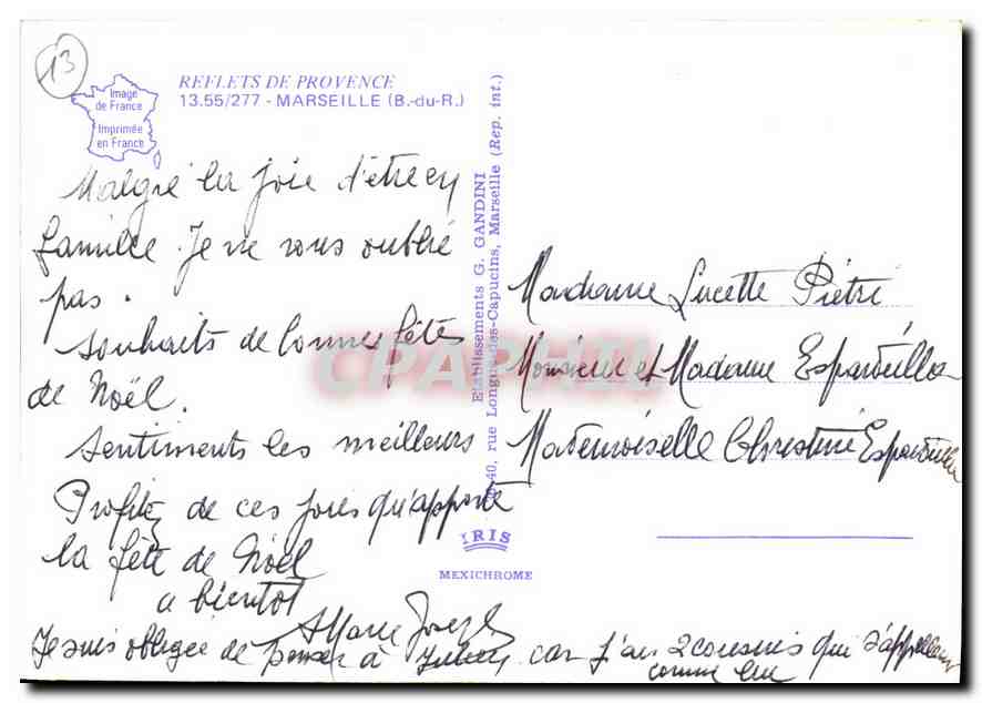CPM Reflets de Provence Marseille B du R  — Verso