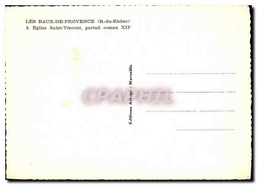 CPM Les Baux de Provence B du Rhone Eglise Saint Vincent Portail roman XII   — Verso