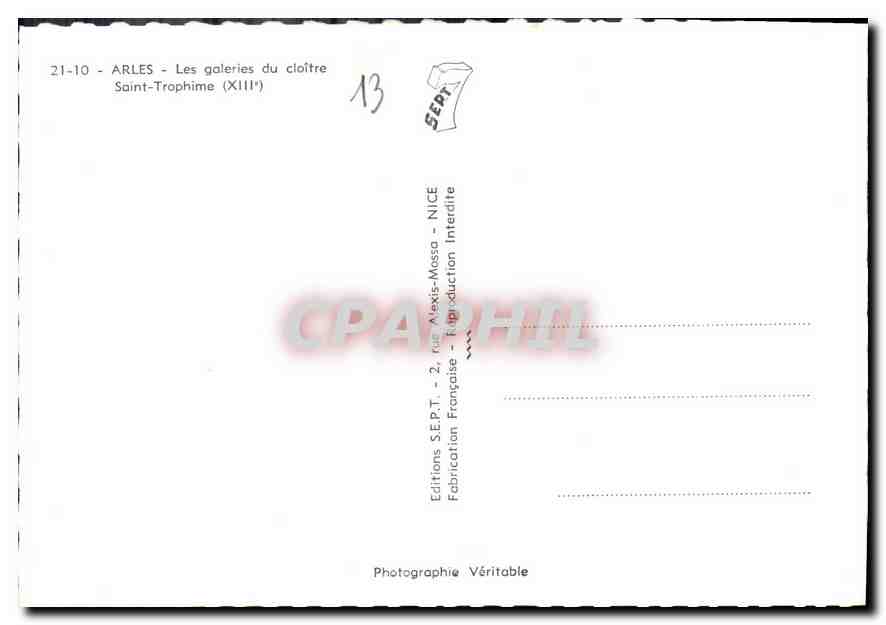 CPM Arles les Galeries du cloitre Saint Trophime XIII S  — Verso