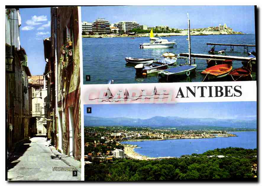 CPM La Cote d'Azur Antibes le Port de la Salice vue prise de la garoupe une vieille Rue 