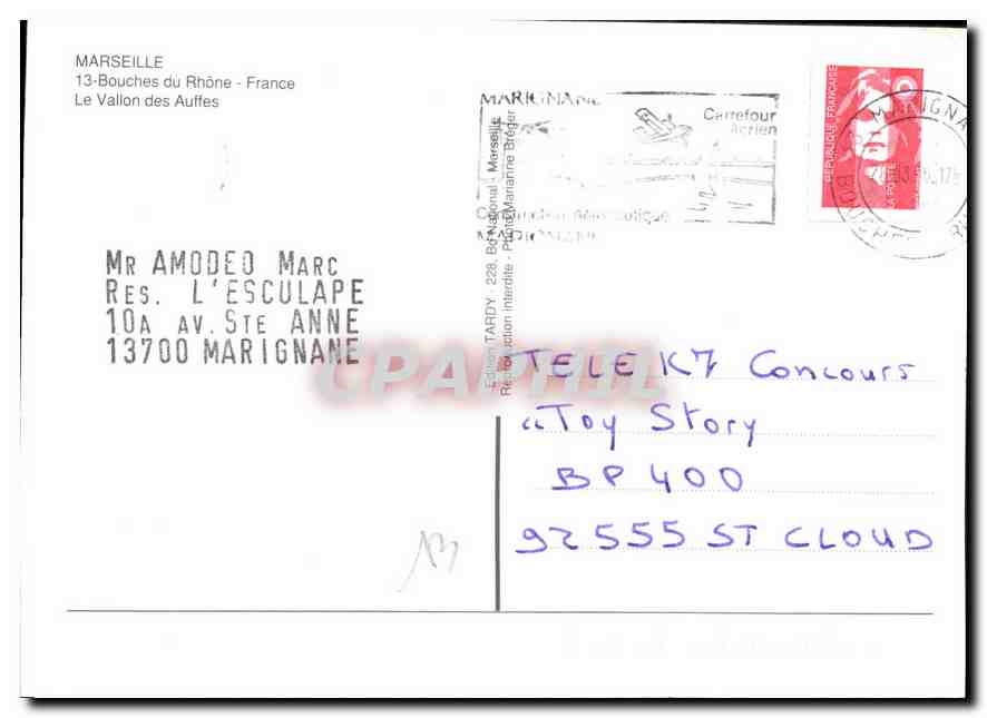 CPM Marseille Bouches du Rhone France le Vallon des Auffes  — Verso