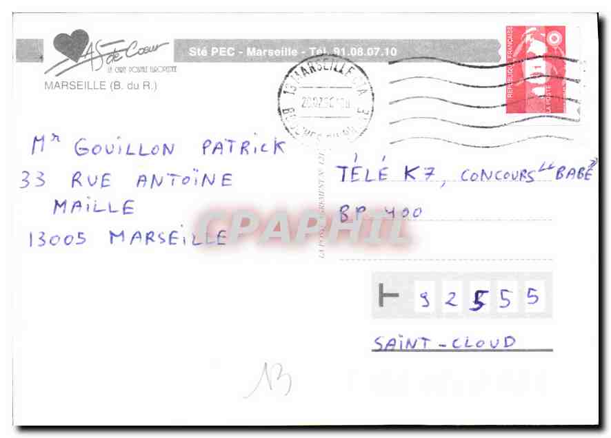 CPM Marseille B du R  — Verso