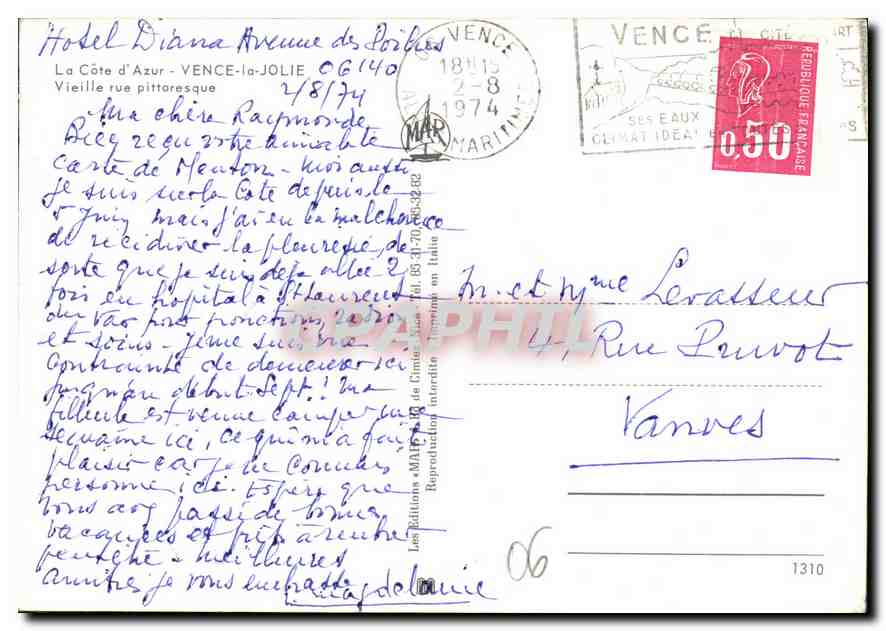 Vence — rue étroite entre bâtiments en pierre — éditeur Les éditions M.A.I.P.H.I.L. n° 06 — Reverso
