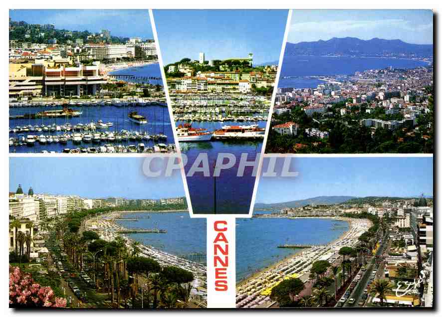 Cannes — Vue panoramique du port, de la Croisette et des collines — CPAPHIL
