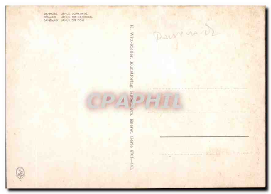 Århus Domkirken — Danemark — éditeur K. Wili-Møller, série 670L-44L — Rückseite