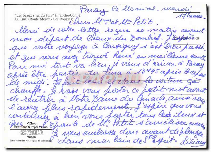 Paray-le-Monial — Les Rousses (Route Morez) — Éditions & Impressions Combier — Reverso