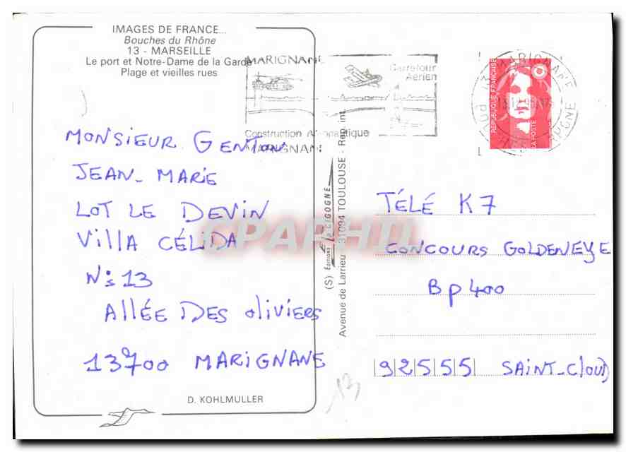 CPM Images de France Bouches du Rhone Marseille le port et Notre Dame de la Garde Plage et vieilles  — Rückseite