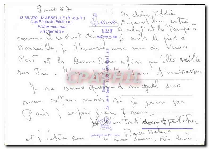CPM Marseille B du R Les Files de Pecheurs Bateau — Rückseite