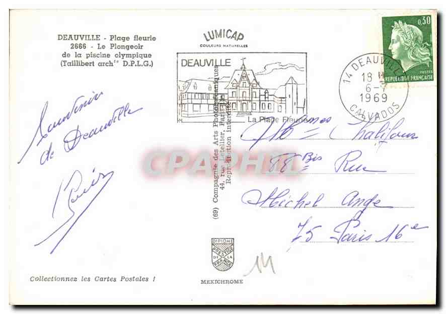 Piscine olympique de Deauville — Plage fleurie — éditeur Lumicad, série (69) — Rückseite