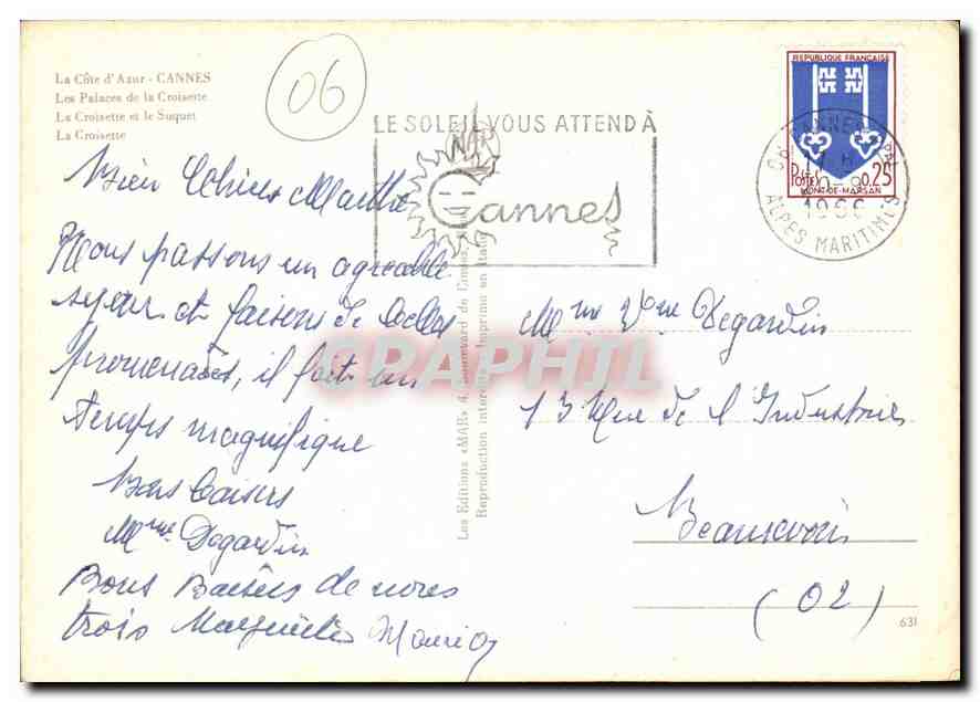 Cannes — vue panoramique et fleurs — CPAPHIL — Verso