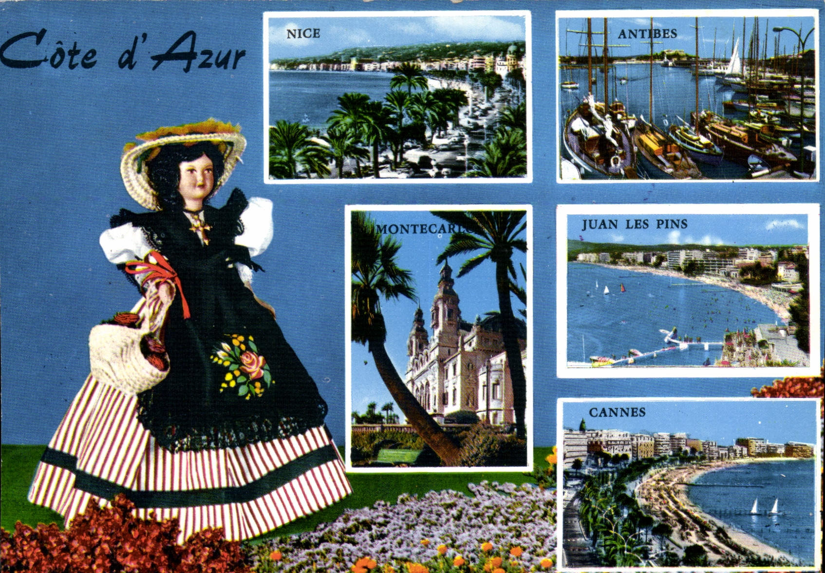 Côte d'Azur — Vue panoramique des villes de Nice, Antibes, Juan-les-Pins, Cannes et Monte-Carlo — Éditions S.E.P.T. - 35, Bouvier & Gorbelli