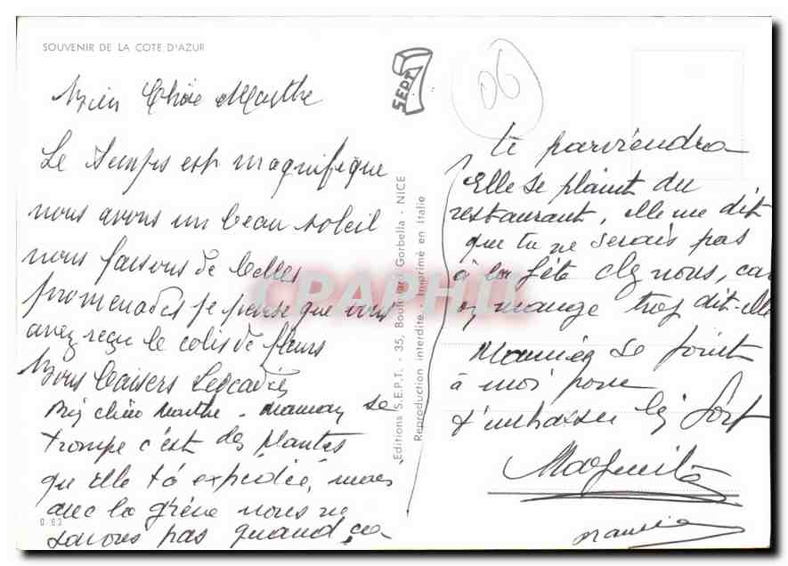 Côte d'Azur — Vue panoramique des villes de Nice, Antibes, Juan-les-Pins, Cannes et Monte-Carlo — Éditions S.E.P.T. - 35, Bouvier & Gorbelli — Reverso