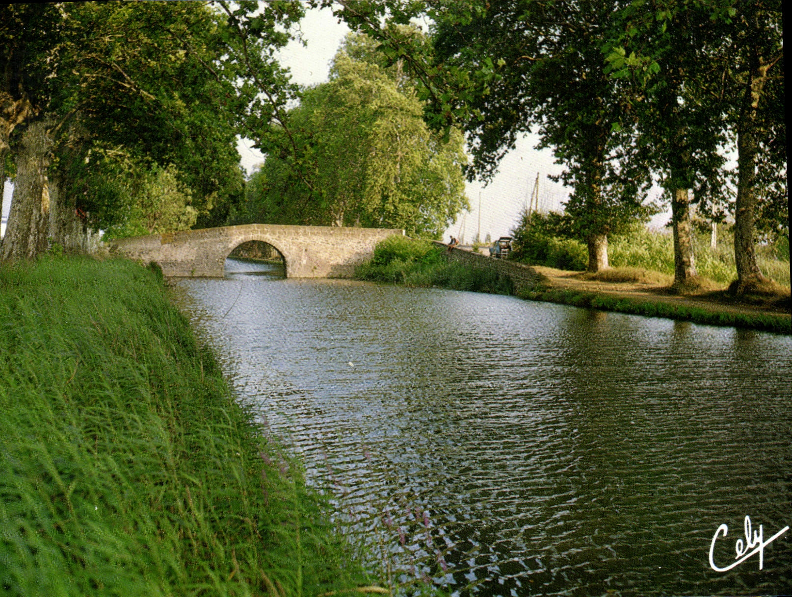 Le Canal du Midi — Pont en pierre au milieu d'un paysage verdoyant — Éditions CELY, N°5171