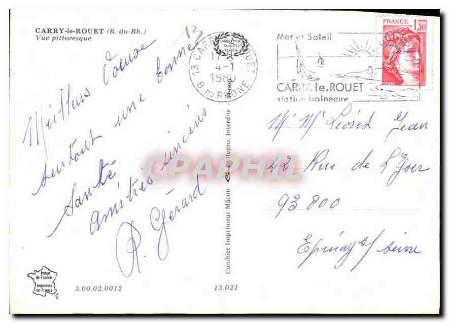 CARRY-le-ROUET (B. du Rh.) — Vue pittoresque — Imprimeur Combier — Reverso