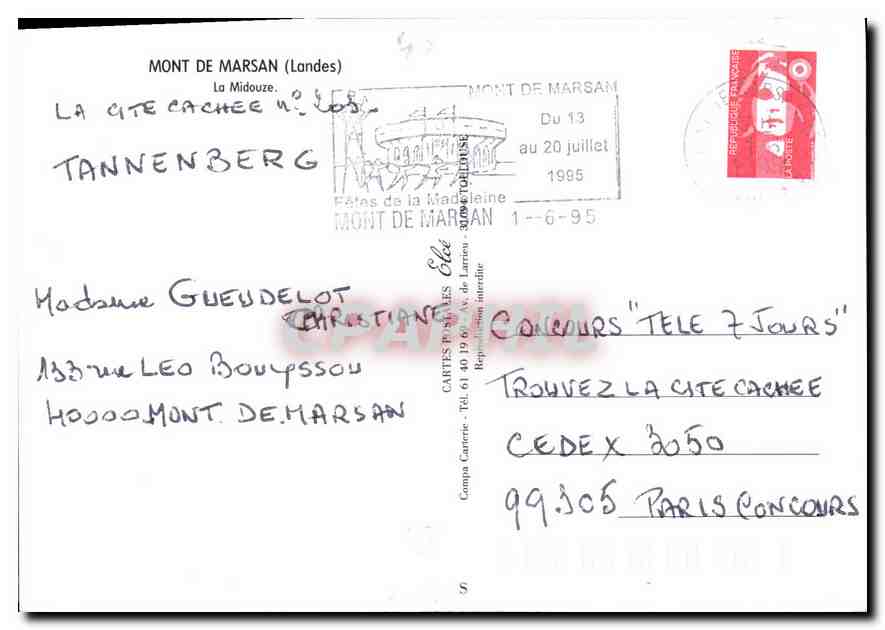 CPM Mont de Marsan Landes La Midouze  — Verso