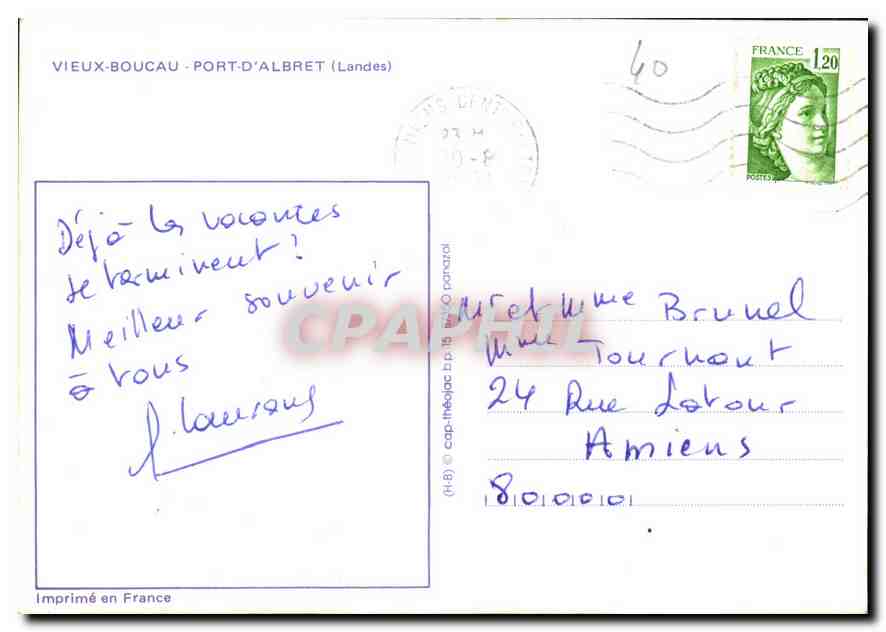 CPM Vieux Boucau Port d'Albert Landes  — Verso