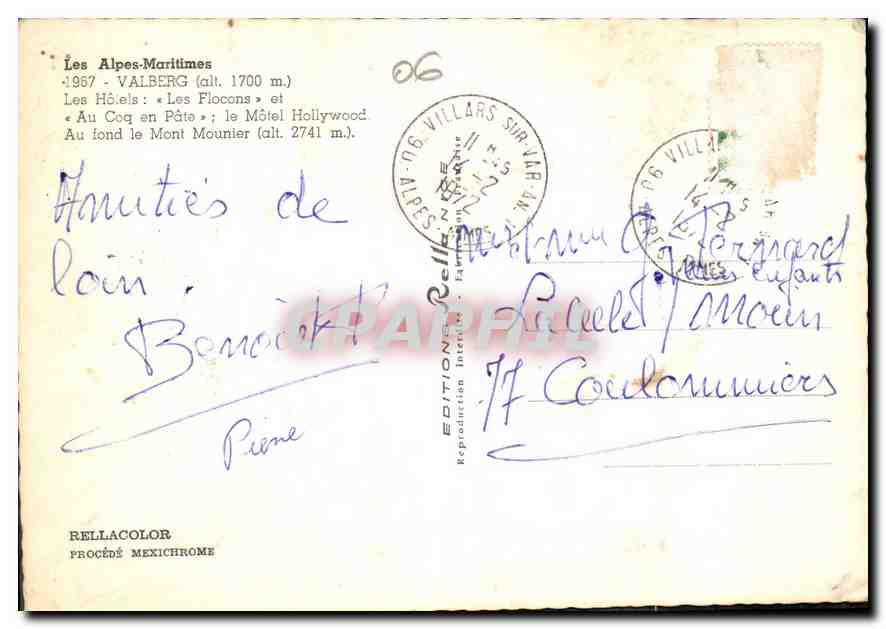 Les Alpes-Maritimes — VALBERG (alt. 1700 m.) — Éditions Rellacolor — Verso