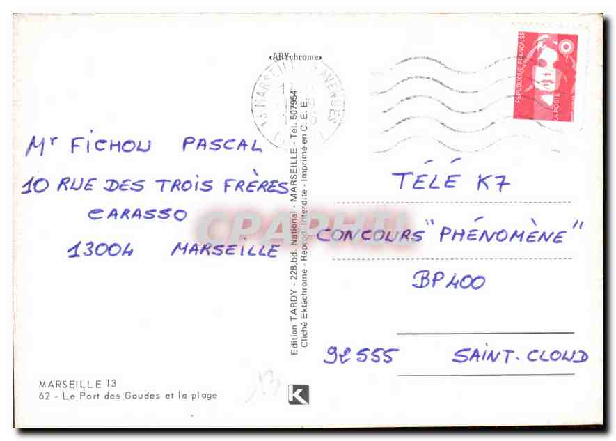 Le Port des Goudes et la plage — Marseille — Édition TARDY — Verso