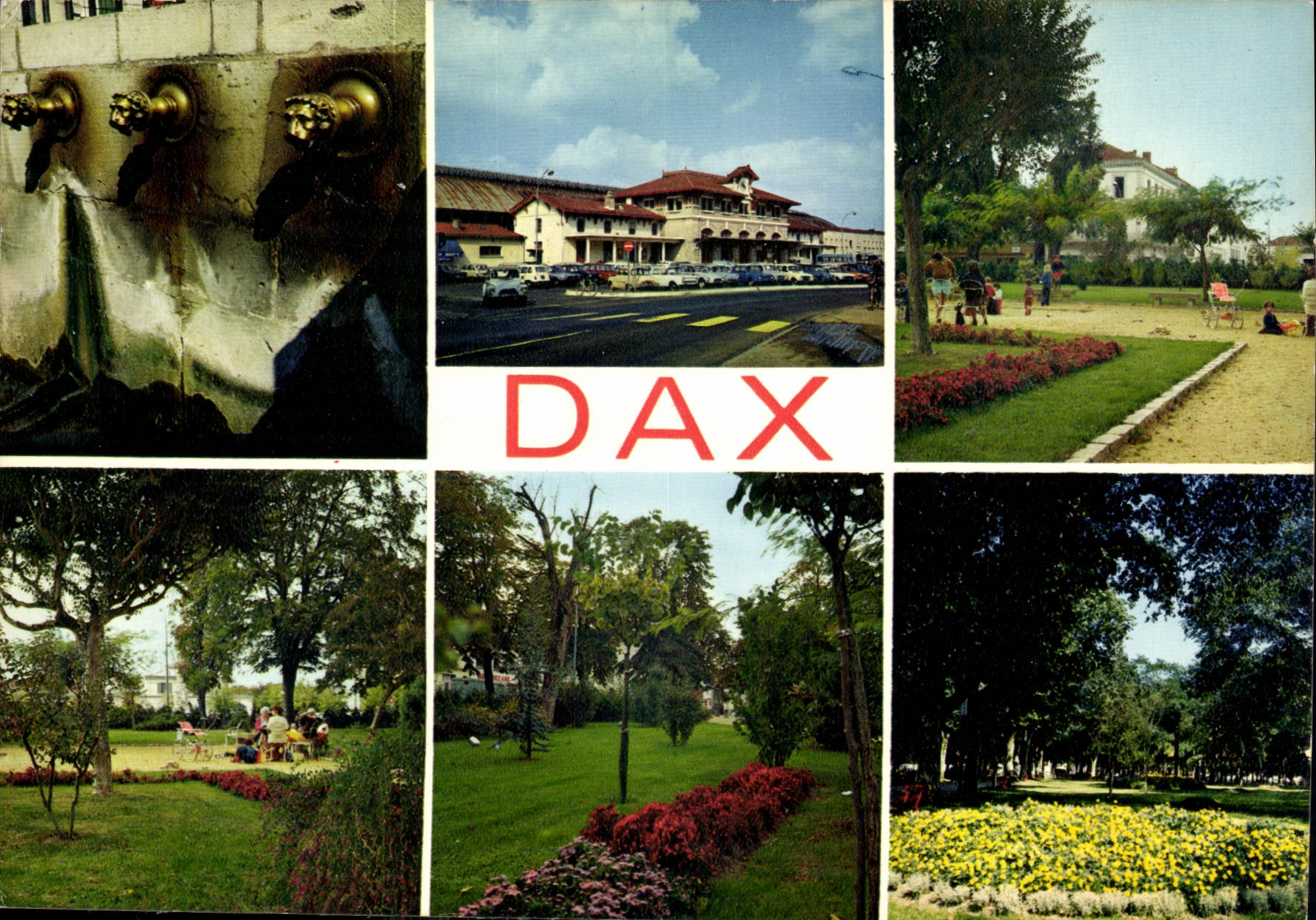 CPM Dax Landes Les Jardins et la Gare 