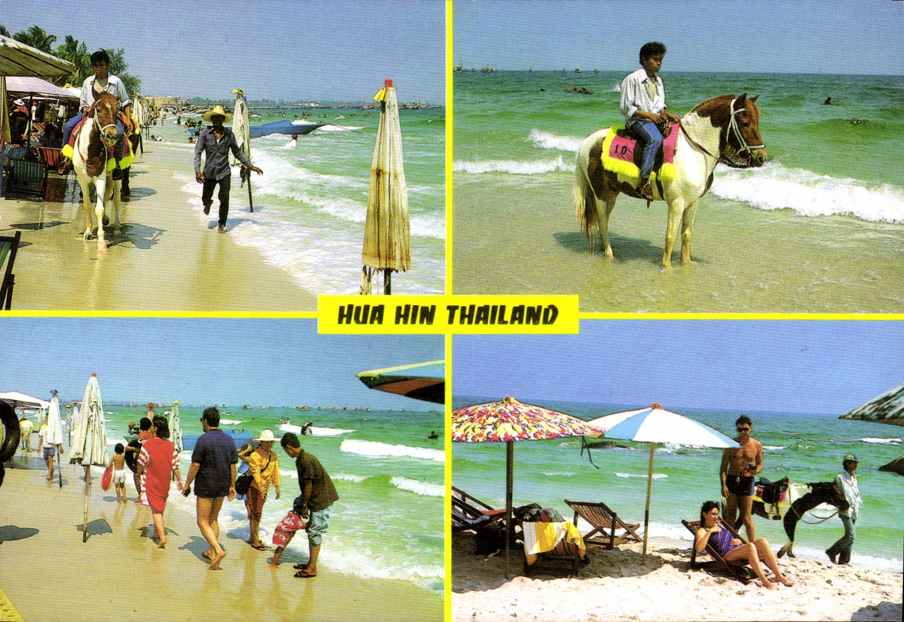 Hua Hin, Thaïlande — plage et chevaux — éditeur CPAPHIL, n° F 040