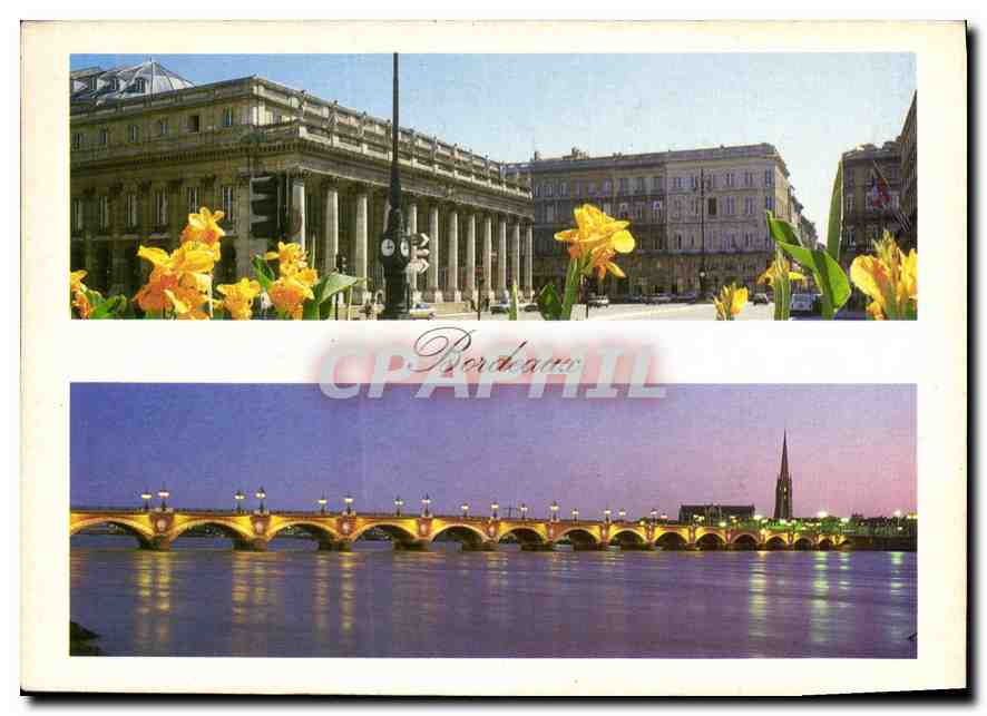 CPM Bordeaux le grand theatre et le pont de Pierre 