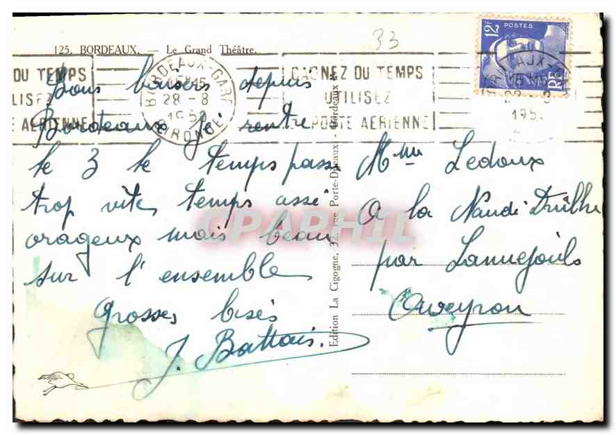CPM Bordeaux Le Grand Theatre  — Verso