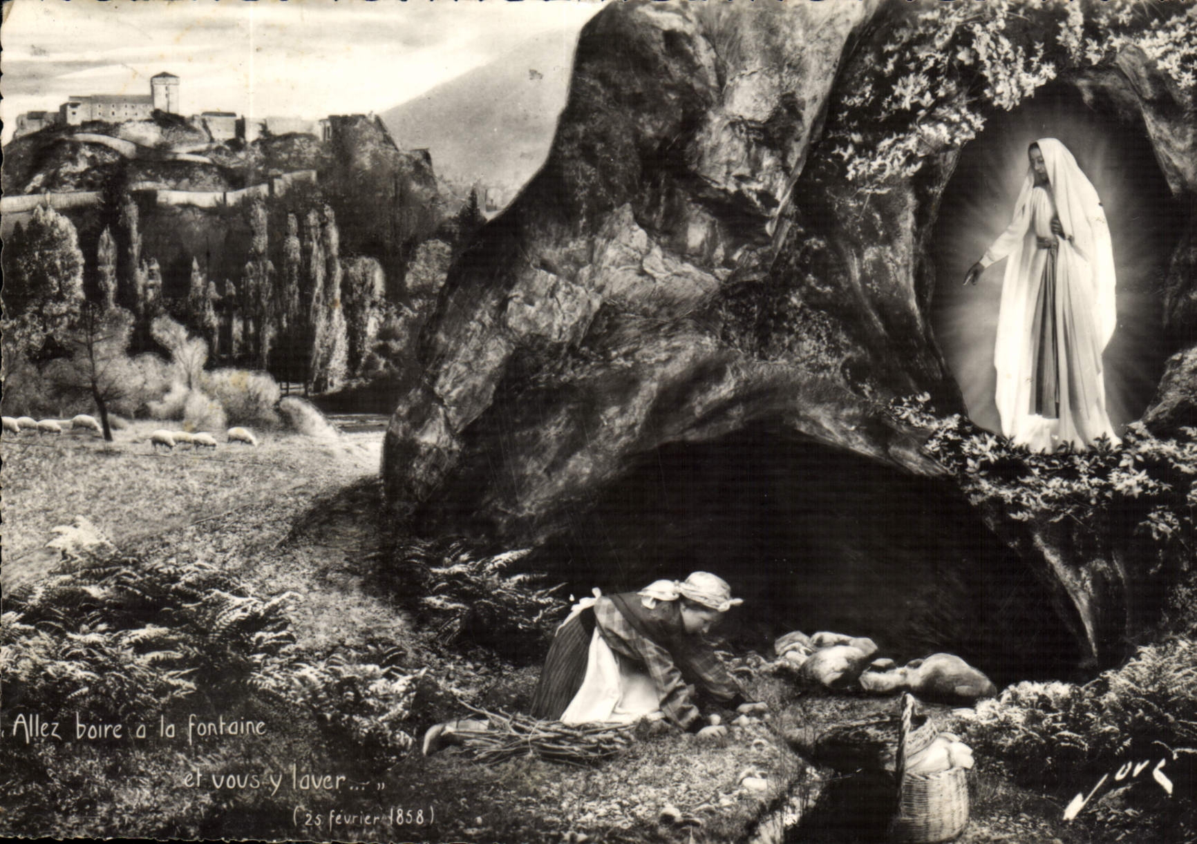 CPM Lourdes Decouverte de la Source Miraculeuse 