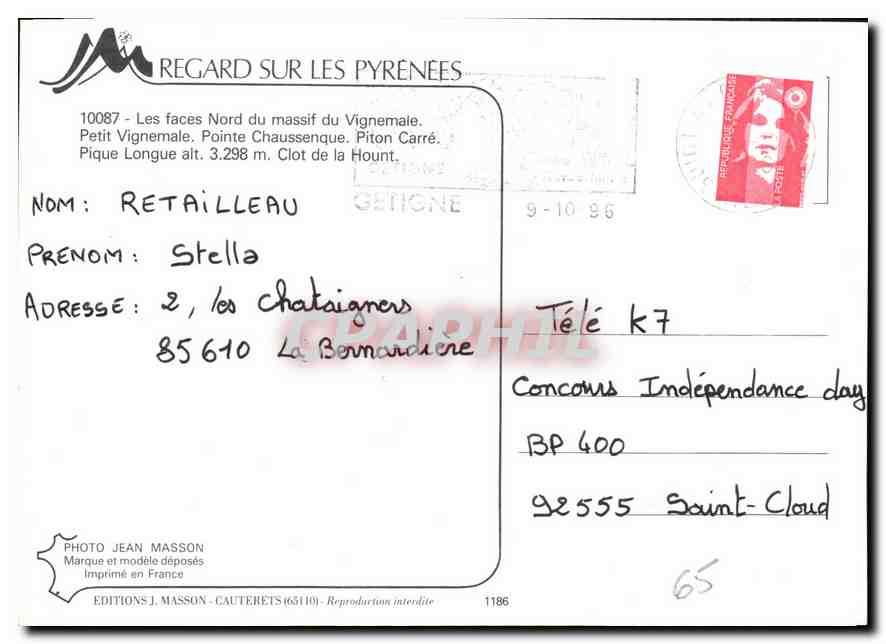 Les faces Nord du massif du Vignemale — Petit Vignemale, Pointe Chaussenque, Pilton Carré, Pique Longue — Éditions J. Masson, Cauterets — Achterkant