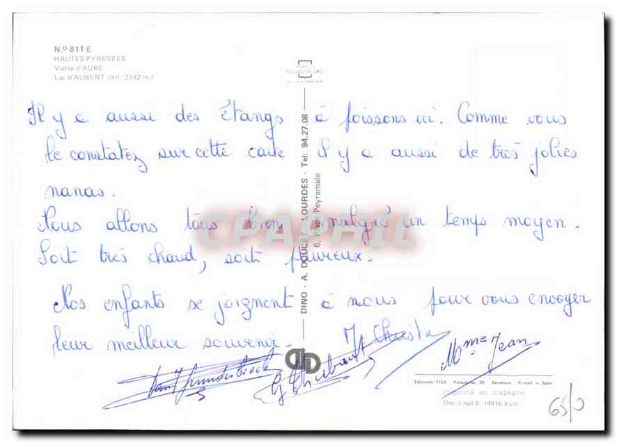 CPM Hautes Pyrenees Vallee d'Aure  — Verso