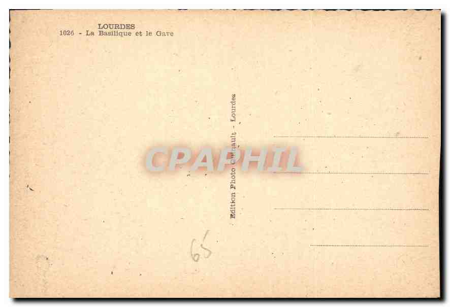 CPM Lourdes la Basilique et le Gave  — Verso