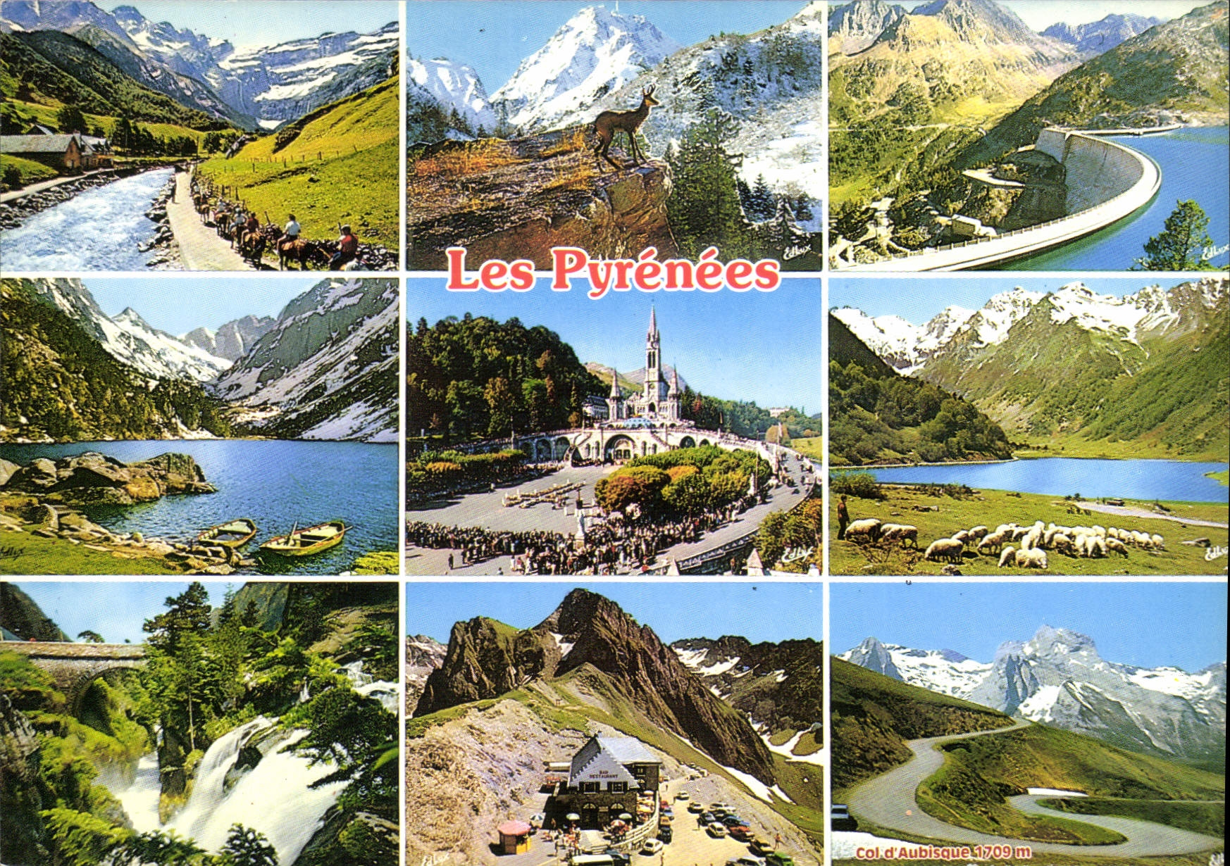 Les Pyrénées — Collage de paysages — Édition A. DUKET - 6, Place M. Lourdes - Imprimé en Italie