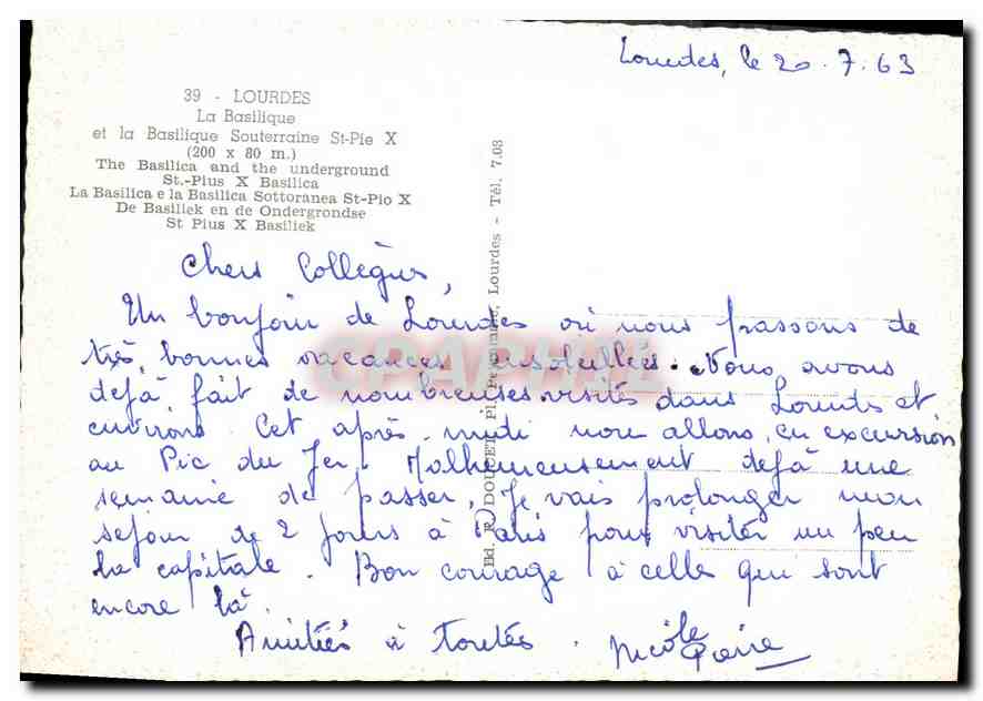 CPM Lourdes La Basilique Souterraine St Pte  — Verso