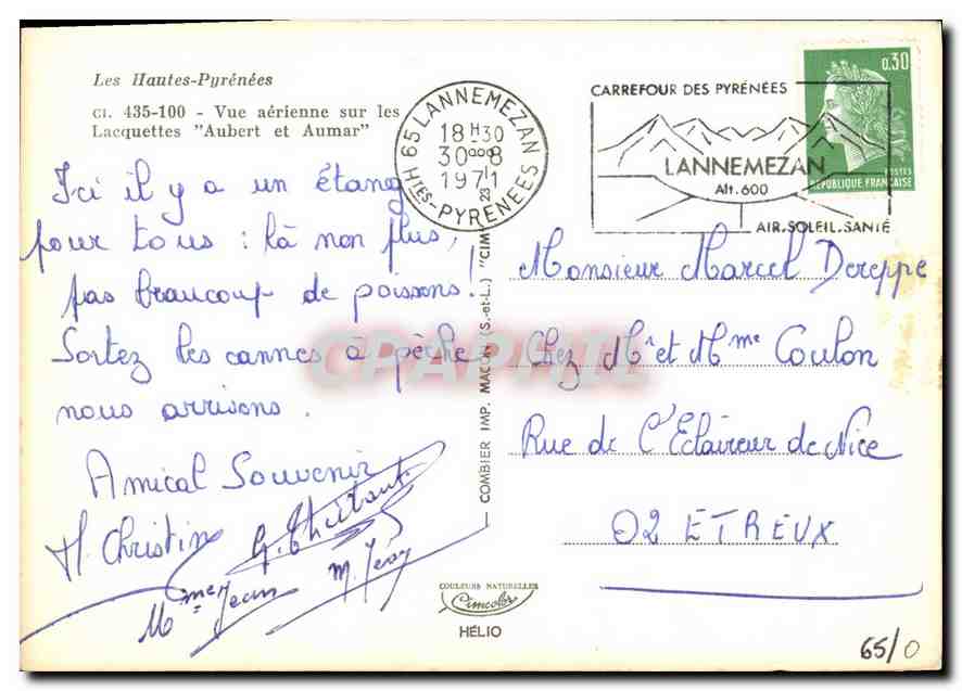 CPM Les Hautes Pyrenees vue aerienne sur les Lacquettes Aubert et Aumar  — Verso