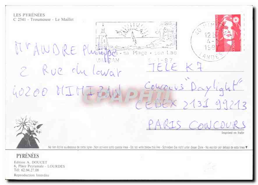 CPM Les Pyrenees Troumouse le Maillet  — Rückseite