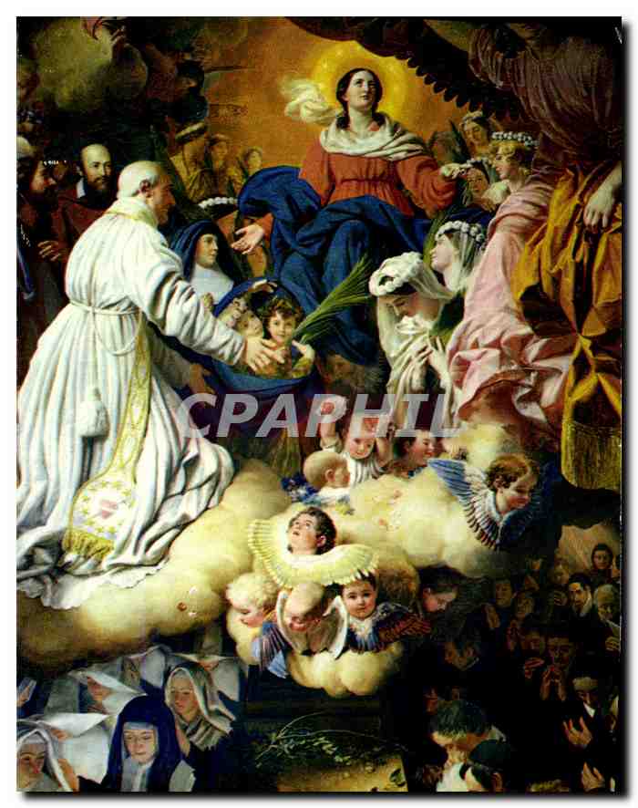CPM Paris Chapelle des Lazaristes Tribune Saint Vincent accueilli au Ciel par la Vierge Marie 