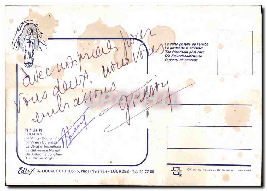 CPM Lourdes La Vierge Couronnee  — Verso