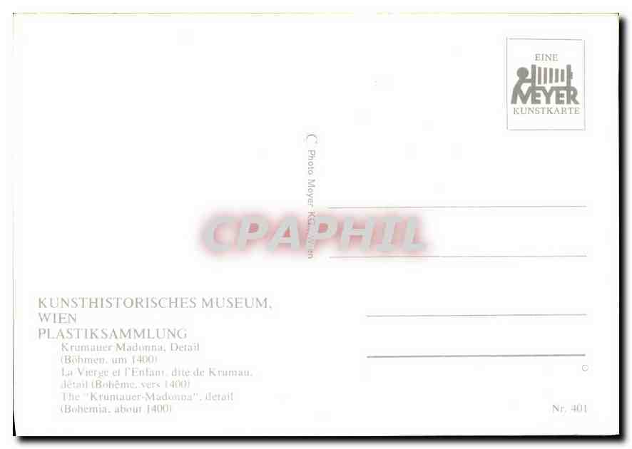 CPM Kunsthistorisches Museum Wien Plastiksammlung La Vierge et l'Enfant dite de Krumau  — Verso