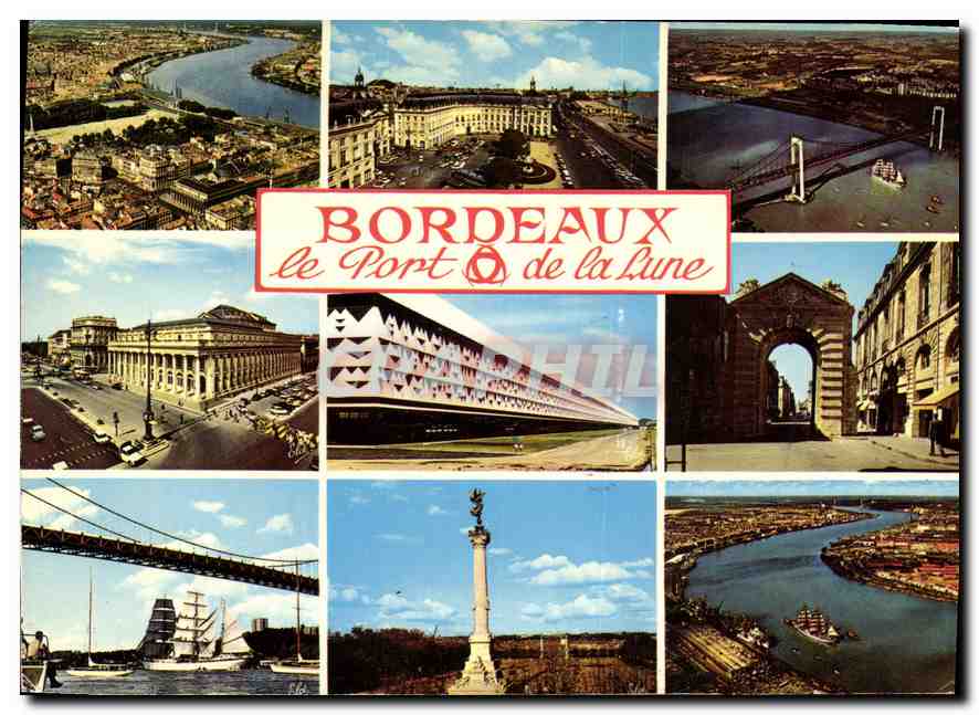 CPM Bordeaux le Port de la Lune le Port Place de la Bourse le Pont d'Aquitaine le Grand Theatre le H
