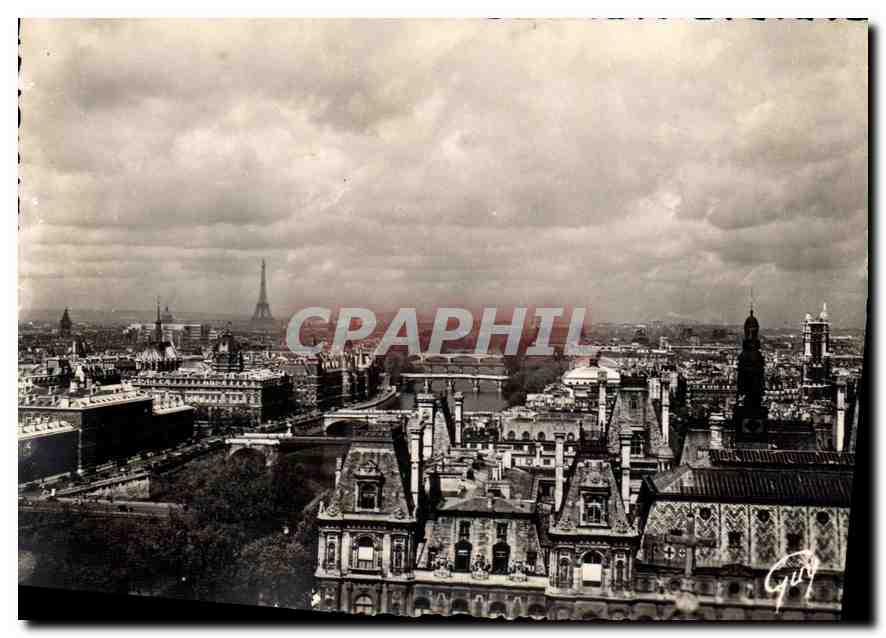 CPM Paris et ses Merveilles la perspective des sept ponts au premier plan l'Hotel de Ville de gauche