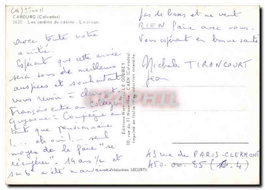 CPM Cabourg Calvados les Jardins du Casino la Plage  — Rückseite