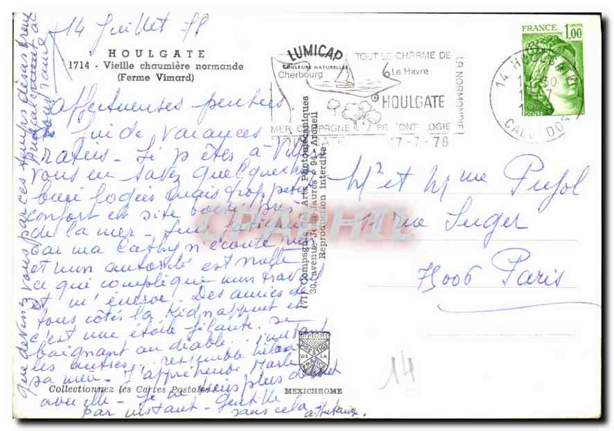 CPM Houlgate Vieille chaumiere normande Ferme Vimard  — Verso