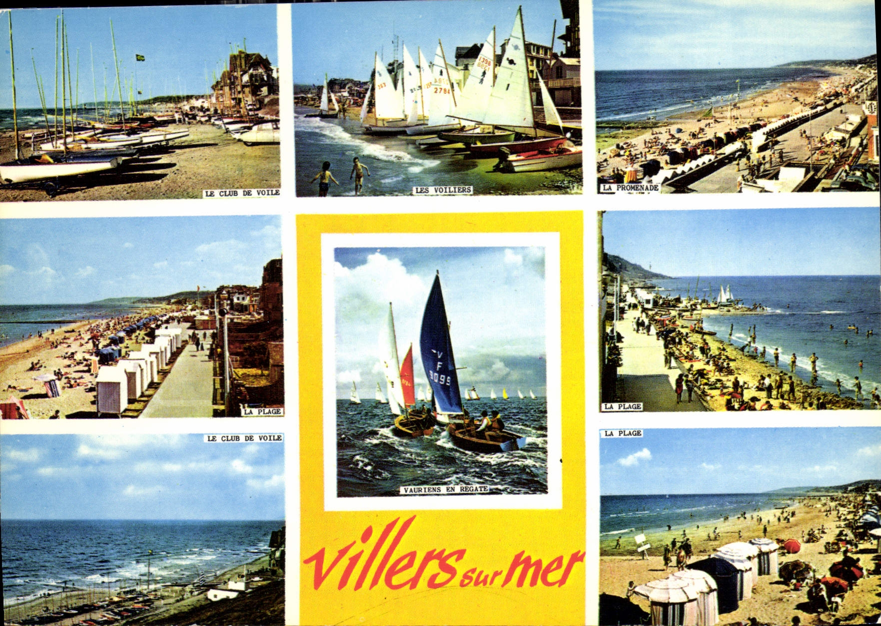 Villers-sur-Mer — vue panoramique avec le club de voile, les voiliers et la promenade — Édicap