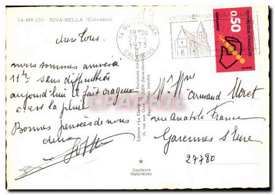 CPM Riva Bella Calvados Bateaux Phare — Verso