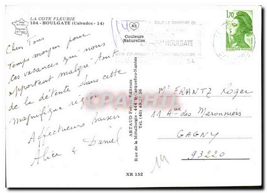 CPM La Cote Fleure Houlgate Calvados Bateau Piscine Vaches noires — Verso