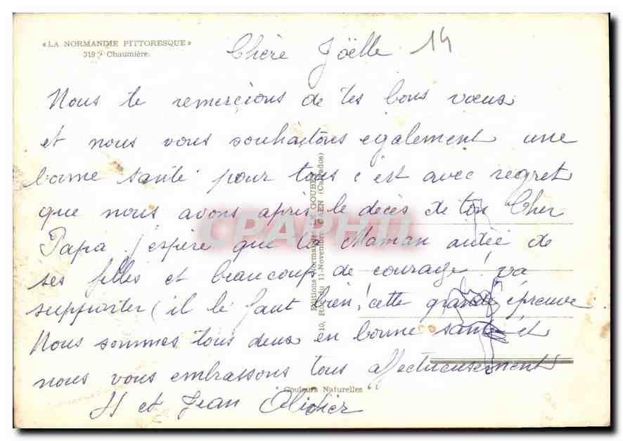 CPM La Normandie Pittoresque Chaumiere  — Rückseite