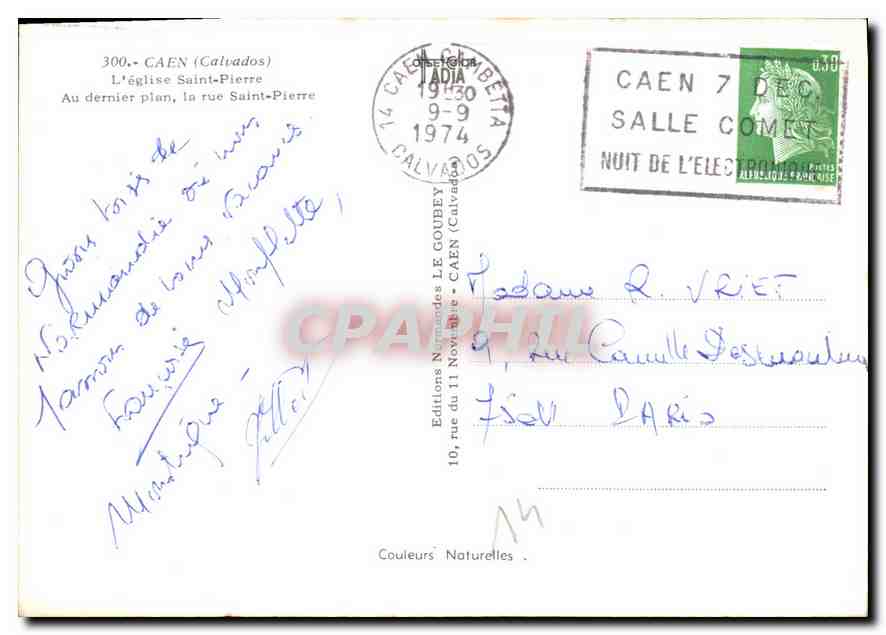 CPM Caen Calvados L'Eglise Saint Pierre Au dernier plan la rue Saint Pierre  — Verso