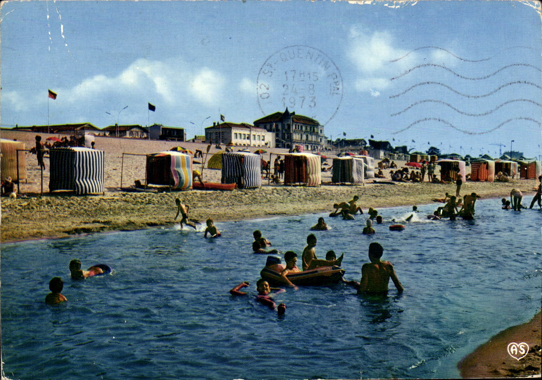 Plage de Saint-Quentin-sur-le-Plage — vue animée — éditeur AS, n° 02710