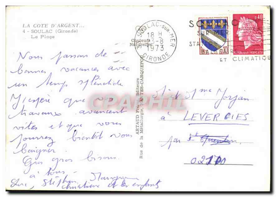 Plage de Saint-Quentin-sur-le-Plage — vue animée — éditeur AS, n° 02710 — Verso